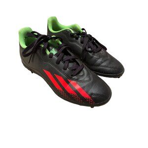 Adidas Black Red Stripe Lace Up Kids Cleats Sz 4
